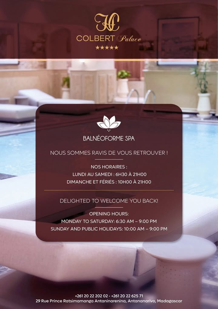 Hôtel Colbert Antananarivo : Découvrez votre Balnéorfome Spa 