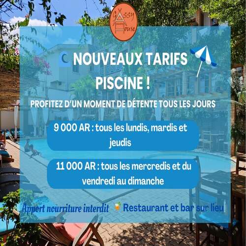  Nouveaux tarifs Piscine ! GASSY COUNTRY HOUSE IVATO