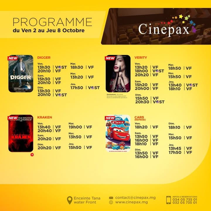 Programme Cinépax du 2 au 08 octobre - offre 1