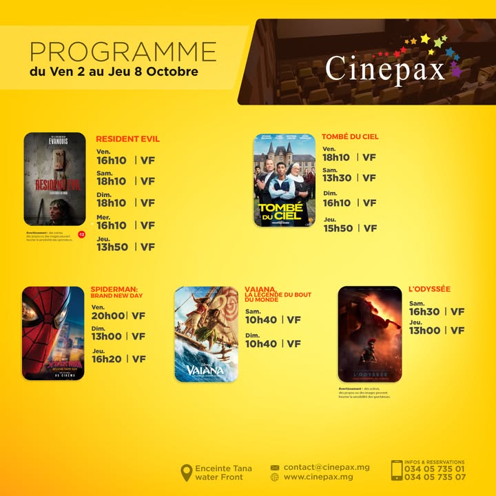 Programme Cinépax du 2 au 08 octobre - offre 2